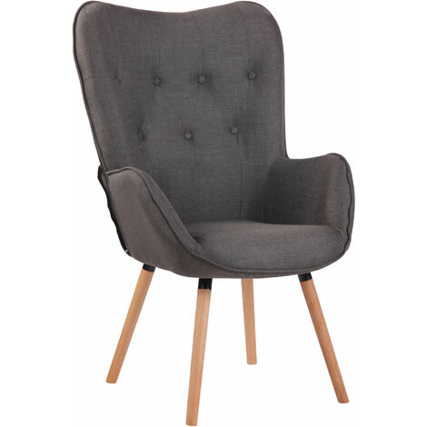 Poltrona lounge Ashford in tessuto grigio scuro natura