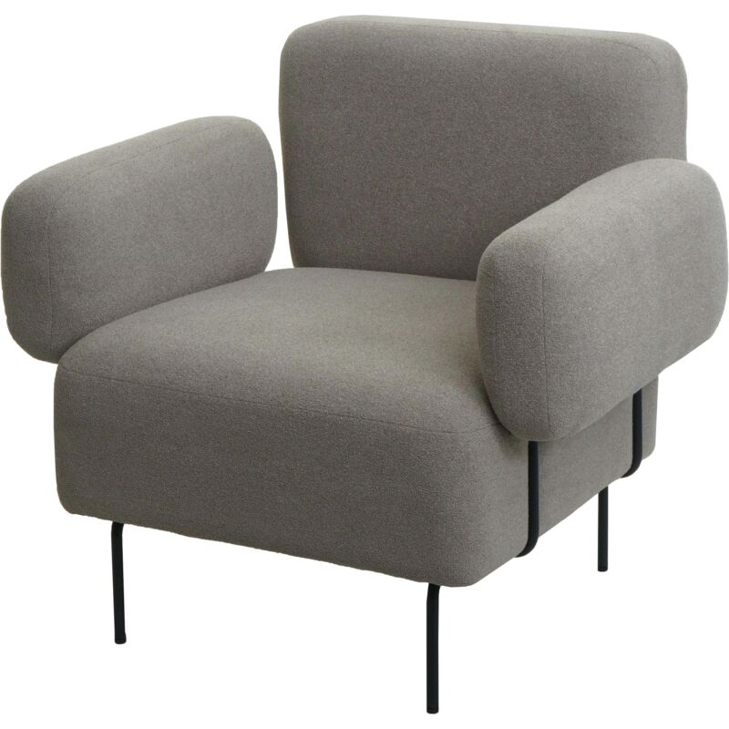 Poltrona lounge cocktail elegante seduta imbottita HHG 741 tessuto boucl� grigio - grey