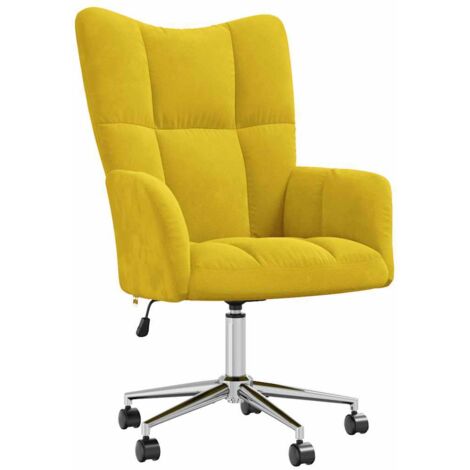 Poltrona lounge con ruote, altezza regolabile, design moderno in velluto giallo senape DEC026715