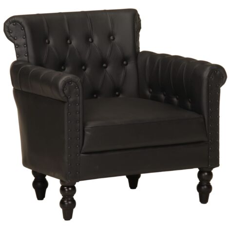 Poltrona lounge di design e moderna in vera pelle di capra nera DEC028651