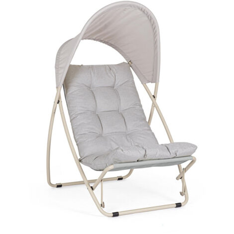 Poltrona Lounge in Acciaio e Textilene Beige Grigio