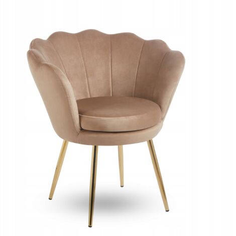 Poltrona lounge in velluto CAPPUCCINO Modern Shell Furnitex