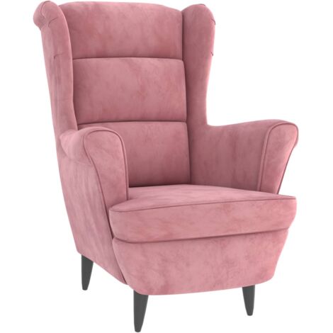 Poltrona lounge moderna e di design extra confortevole in velluto rosa DEC028666