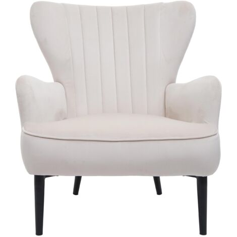 Poltrona lounge relax elegante seduta imbottita HHG-737 velluto avorio
