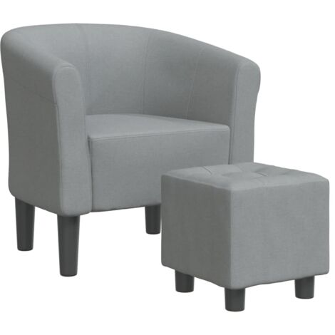 Poltrona lounge seduta comoda dal design moderno con poggiapiedi in tessuto grigio chiaro DEC026420