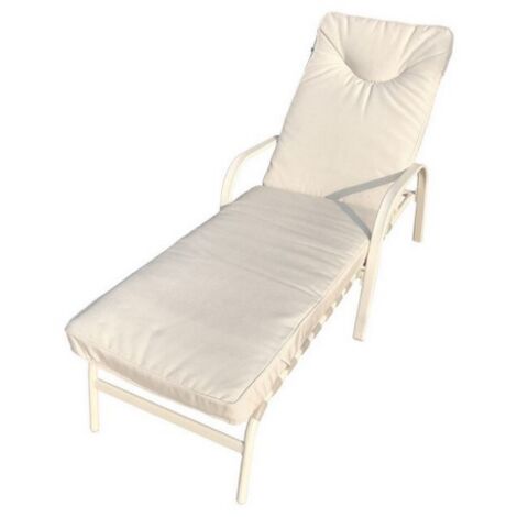 Poltrona Lounger Giove struttura in metallo cm 158x65x98 cuscino color ecru' da giardino esterno