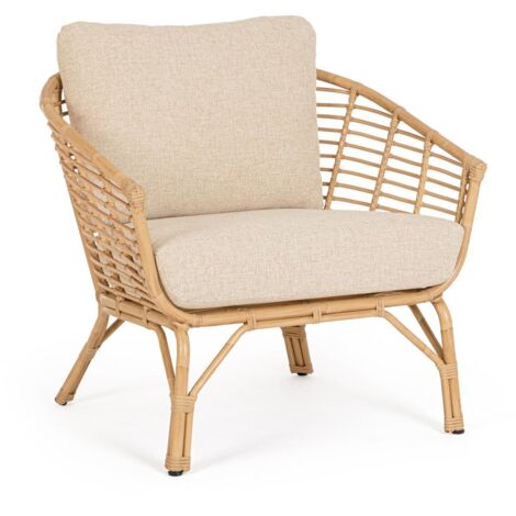 Poltrona "Mabel" con braccioli in alluminio effetto rattan da giardino