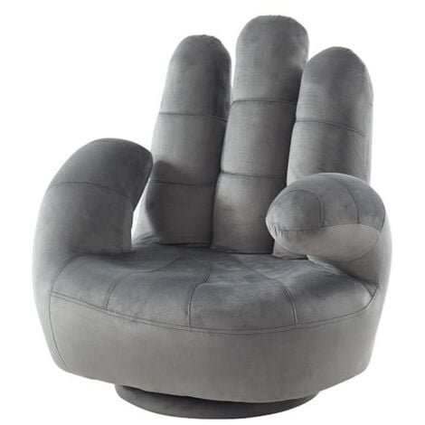 VENTE-UNIQUE Poltrona mano per bambini girevole in Velluto Antracite - CATCHY