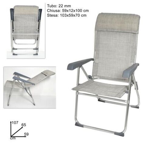 Poltrona mare in alluminio regolabile grigio