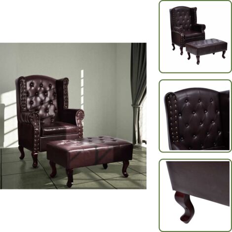 Poltrona marrone anticato - vidaXL Poltrona con Poggiapiedi Marrone Scuro in Similpelle -