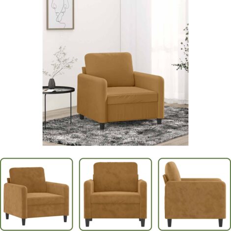 Poltrona marrone -  Poltrona Marrone 60 cm Velluto