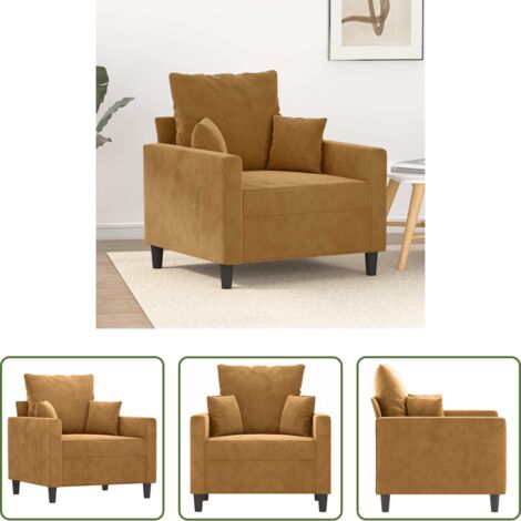 Poltrona marrone -  Poltrona Marrone 60 cm Velluto