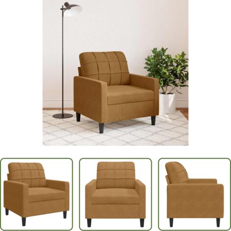 Poltrona marrone -  Poltrona Marrone 60 cm Velluto