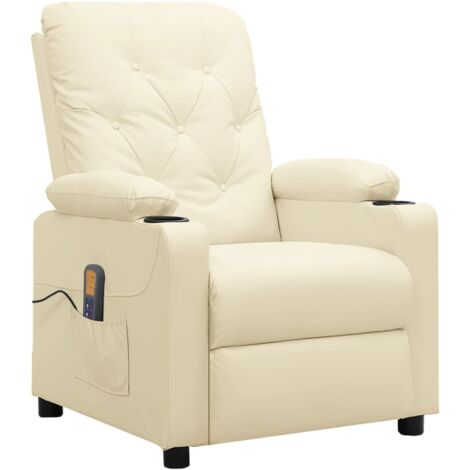 Poltrona Massaggiante Crema in Similpelle vidaXL 705402
