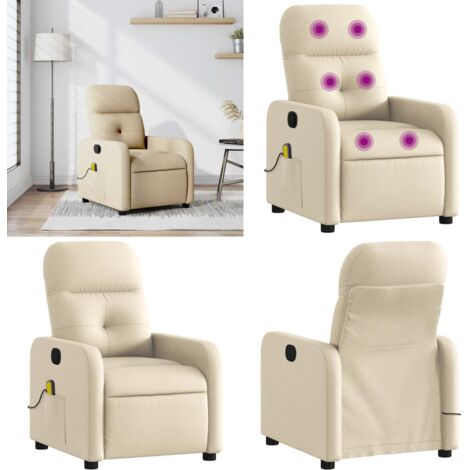 Poltrona Massaggiante Reclinabile Crema in Tessuto - Massaggio senza riscaldamento - Ergonomia