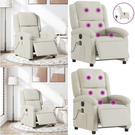 Poltrona Massaggiante Reclinabile Elettrica Crema Velluto - Reclinabile - Massaggio con vibrazione