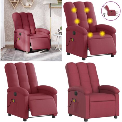Poltrona Massaggiante Reclinabile Elettrica Rosso Vino Tessuto - Poltrona elettrica - Massaggio con vibrazione