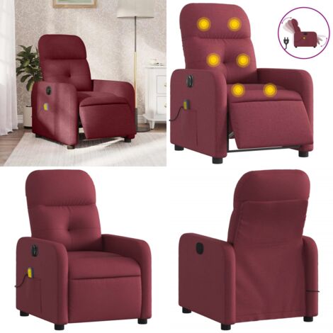 Poltrona Massaggiante Reclinabile Elettrica Rosso Vino Tessuto - Poltrona elettrica - Massaggio senza riscaldamento