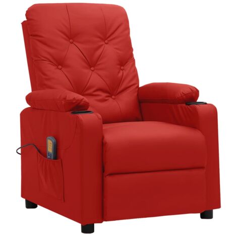 Poltrona Massaggiante Rosso Vino in Similpelle vidaXL