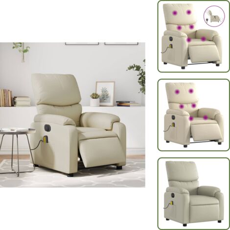 Poltrona massaggiante - vidaXL Poltrona Massaggiante Elettrica Reclinabile Crema Similpelle - Seduta comoda