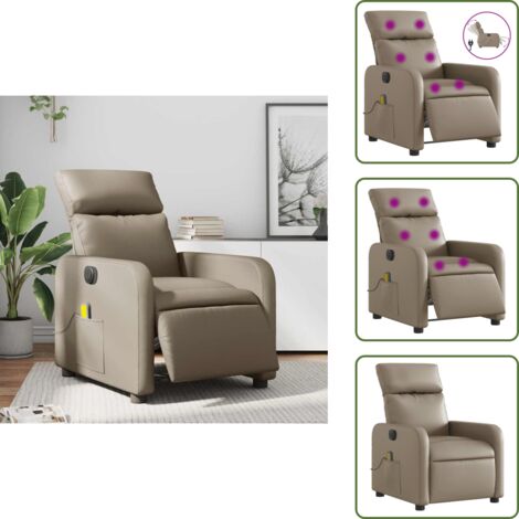 Poltrona massaggiante - vidaXL Poltrona Reclinabile Massaggio Elettrica Cappuccino Similpelle - Seduta comoda