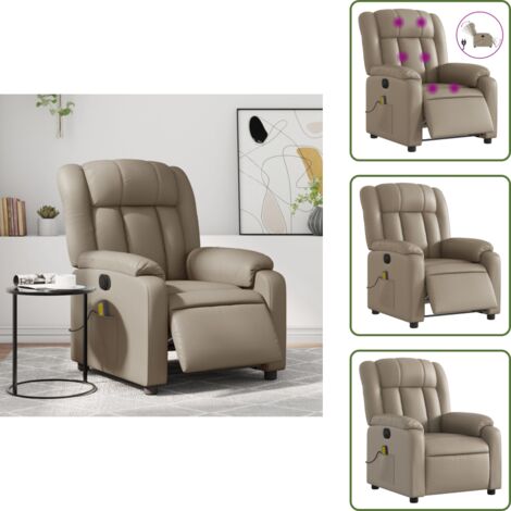 Poltrona massaggiante - vidaXL Poltrona Reclinabile Massaggio Elettrica Cappuccino Similpelle - Seduta comoda
