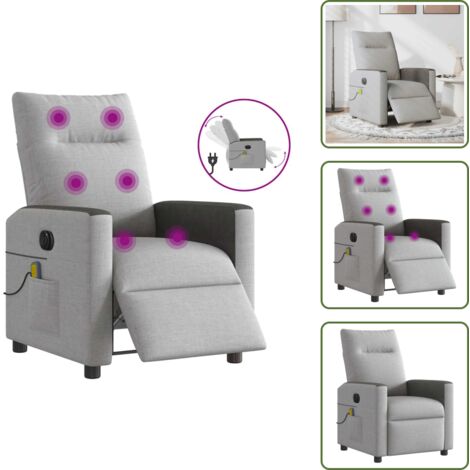 Poltrona massaggiante - vidaXL Poltrona Reclinabile Massaggio Elettrica Grigio Nuvola Tessuto - Seduta comoda