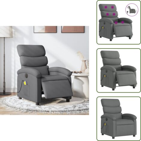 Poltrona massaggiante - vidaXL Poltrona Reclinabile Massaggio Elettrica Grigio Scuro Tessuto - Funzione di reclinazione