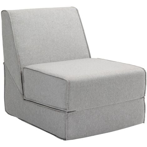 Poltrona Moderna da Pavimento Convertibile in Chaise Longue in Tessuto Grigio Chiaro