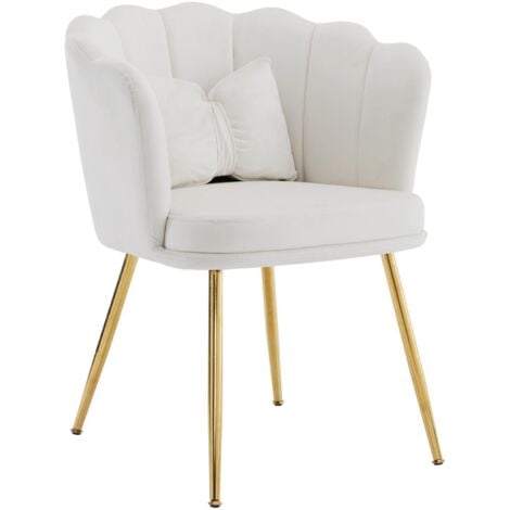 Poltrona moderna in velluto, sedia decorativa imbottita beige con schienale a petalo e cuscini a farfalla, adatta a soggiorno, camera da letto, ufficio, angolo lettura
