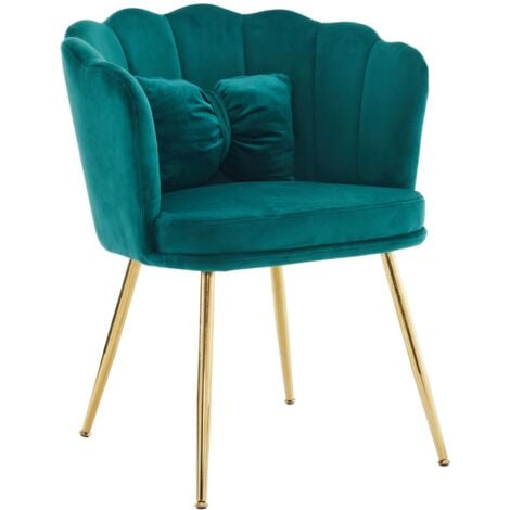 Poltrona moderna in velluto, sedia decorativa imbottita verde con schienale a petalo e cuscini a farfalla, adatta a soggiorno, camera da letto, ufficio, angolo lettura