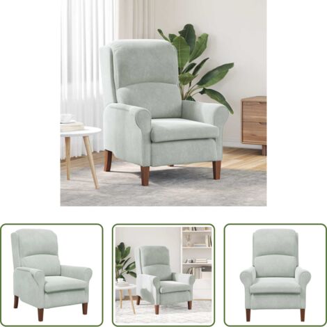 Poltrona moderna -  poltrona Grigio chiaro 76 x 94 x 102 cm Velluto