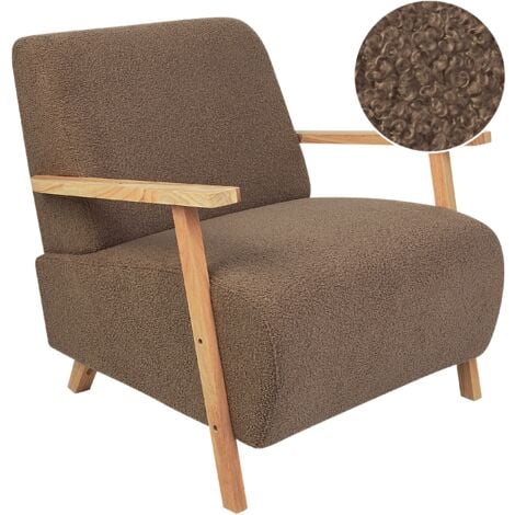 Poltrona moderna retrò con braccioli Brown Boucle Lesja