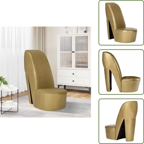 Poltrona moderna - vidaXL Poltrona a Forma di Scarpa con Tacco in Similpelle Oro - Sedia stravagante