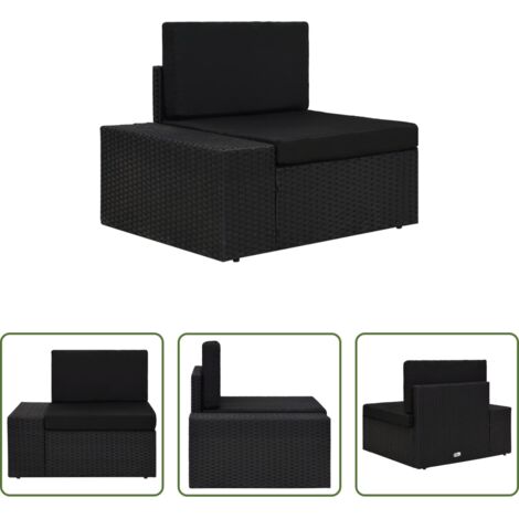 Poltrona modulare -  Divano ad Angolo Modulare Bracciolo Destro in Polyrattan Nero