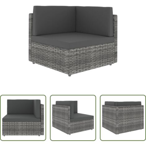 Poltrona modulare -  Divano ad Angolo Modulare in Polyrattan Grigio