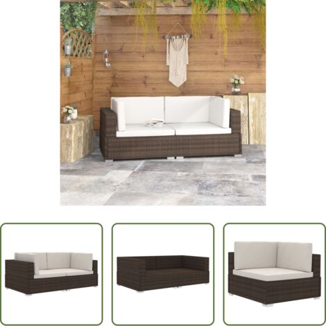 Poltrona modulare -  Poltrone Modulari ad Angolo con Cuscini 2 pz Polyrattan Marrone
