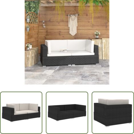 Poltrona modulare -  Poltrone Modulari ad Angolo con Cuscini 2 pz Polyrattan Nero