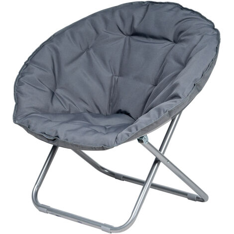 Poltrona Moon Con Schienale Imbottito Pieghevole In Acciaio 80x80x70 cm Grigio