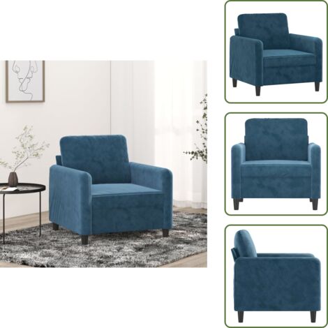 Poltrona morbida - vidaXL Poltrona Blu 60 cm Velluto - Poltrona moderna