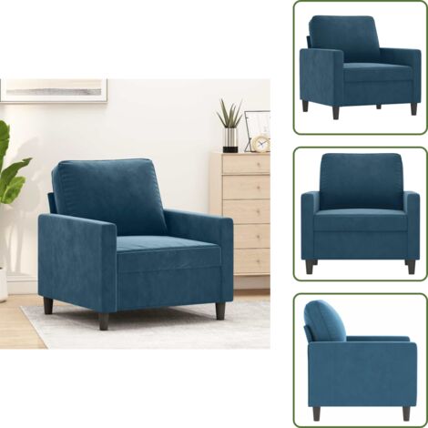 Poltrona morbida - vidaXL Poltrona Blu 60 cm Velluto - Poltrona moderna