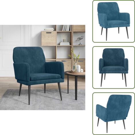 Poltrona morbida - vidaXL Poltrona Blu 62x79x79 cm Velluto - Poltrona in metallo