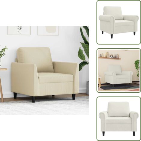 Poltrona morbida - vidaXL Poltrona Crema 60 cm Velluto - Poltrona moderna