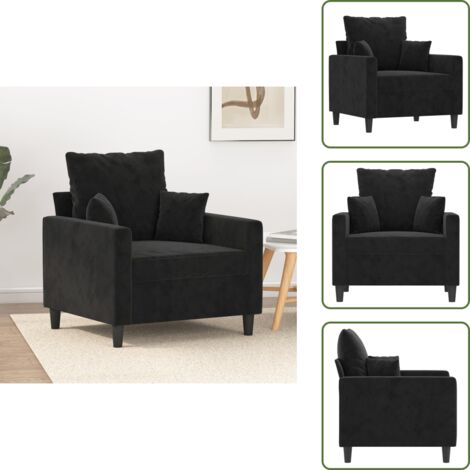 Poltrona morbida - vidaXL Poltrona Nero 60 cm Velluto - Poltrona moderna