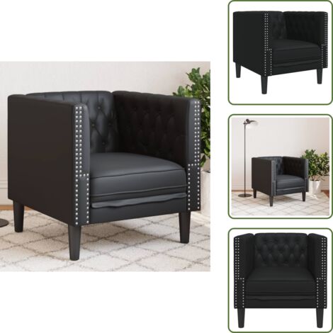 Poltrona nera - vidaXL Poltrona Chesterfield Nera in Similpelle - Poltrona con schienale