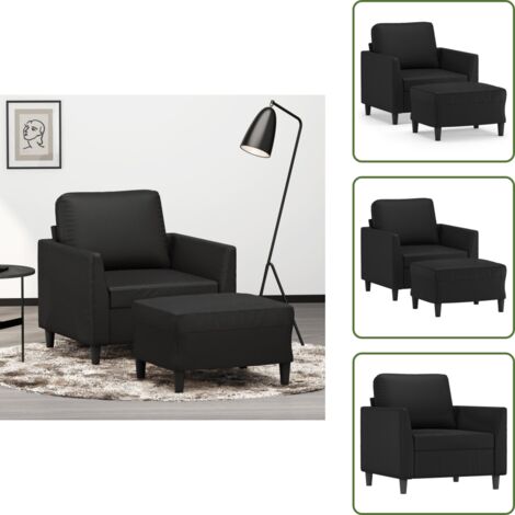 Poltrona nera - vidaXL Poltrona con Poggiapiedi Nero 60 cm in Similpelle - Poggiapiedi flessibile