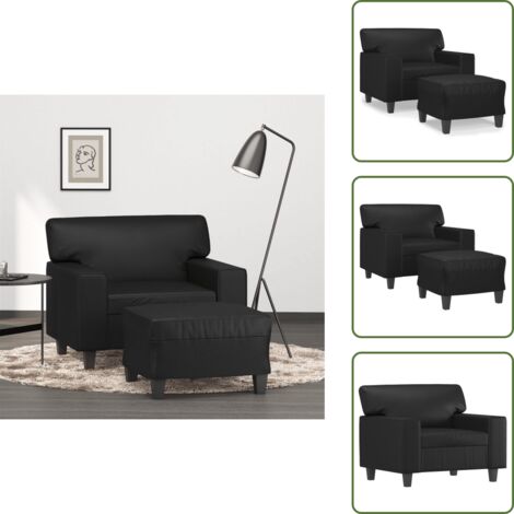 Poltrona nera - vidaXL Poltrona con Poggiapiedi Nero 60 cm in Similpelle - Poltrona con schienale