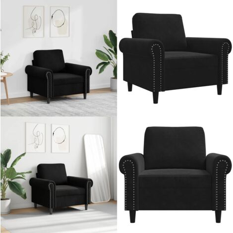 Poltrona Nero 60 cm Velluto - Poltrona nera - Poltrona morbida