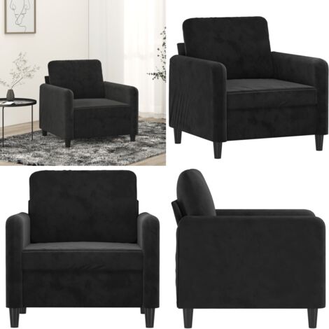 Poltrona Nero 60 cm Velluto - Poltrona nera - Poltrona morbida