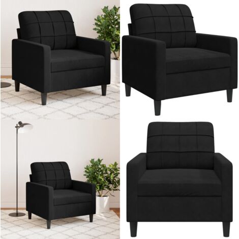 Poltrona Nero 60 cm Velluto - Poltrona nera - Poltrona relax